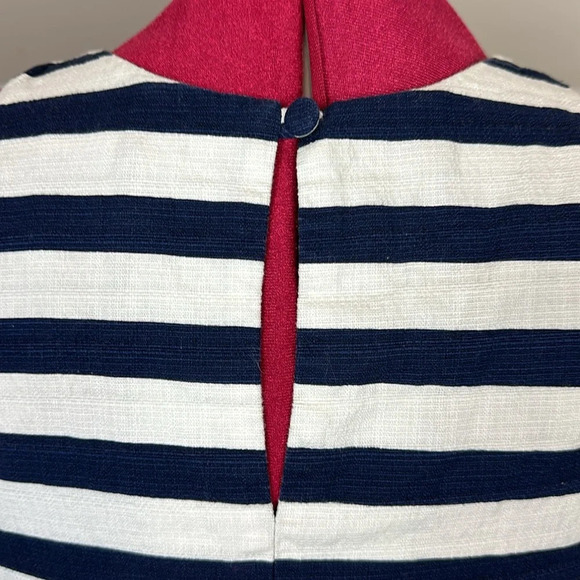 BB Dakota stretch cotton navy white stripe sleeveless fitted mini dress - Picture 6 of 12
